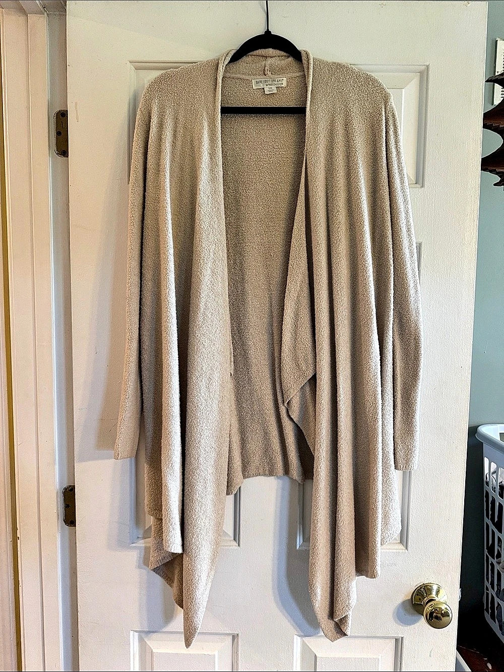Barefoot Dreams Bamboo Chic Lite Draped Open Front Cardigan Beige Small/Medium
